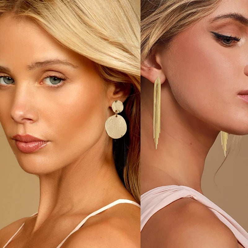 OCCFAE Store Metal Clip On Earrings for Women Non Pierced Dangle Drop Earrings Multiple Styles - Image 2